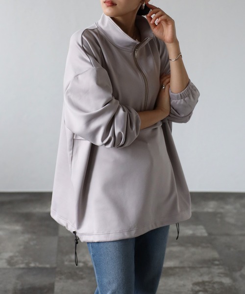 CREARE -LINO-(クレアーレリノ)の「ダンボール ビックシルエット スタンドカラー ハーフジップ アノラックシャツ <ユニセックス>(Tシャツ/カットソー・メンズ・ブラック/グレイッシュベージュ・L/M)」の12枚目の写真