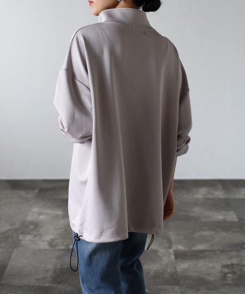 CREARE -LINO-(クレアーレリノ)の「ダンボール ビックシルエット スタンドカラー ハーフジップ アノラックシャツ <ユニセックス>(Tシャツ/カットソー・メンズ・ブラック/グレイッシュベージュ・L/M)」の14枚目の写真
