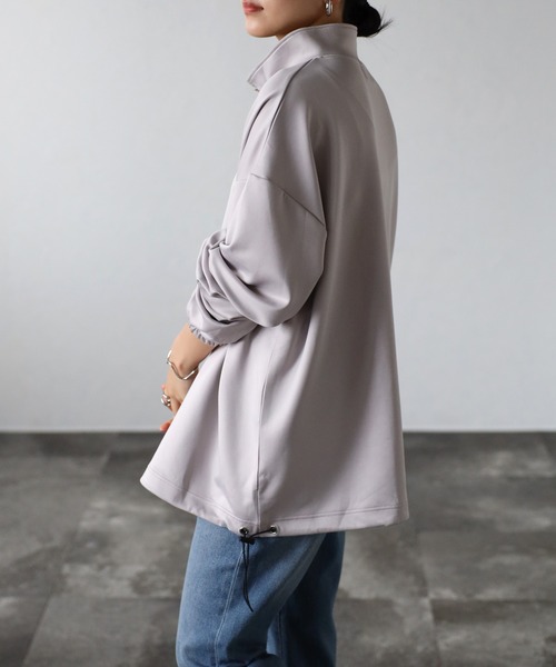 CREARE -LINO-(クレアーレリノ)の「ダンボール ビックシルエット スタンドカラー ハーフジップ アノラックシャツ <ユニセックス>(Tシャツ/カットソー・メンズ・ブラック/グレイッシュベージュ・L/M)」の13枚目の写真