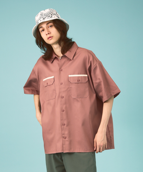 Dickies(ディッキーズ)の「【Dickies / ディッキーズ】SHORT SLEEVE WIDE WORK SHIRT/ショートスリーブ ワイドワークシャツ(シャツ/ブラウス・メンズ・ピンク/グリーン系その他/スミクロ/オレンジ・S/M/XL/L)」の3枚目の写真