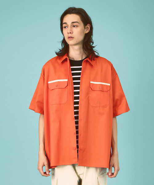 Dickies(ディッキーズ)の「【Dickies / ディッキーズ】SHORT SLEEVE WIDE WORK SHIRT/ショートスリーブ ワイドワークシャツ(シャツ/ブラウス・メンズ・ピンク/グリーン系その他/スミクロ/オレンジ・S/M/XL/L)」の4枚目の写真