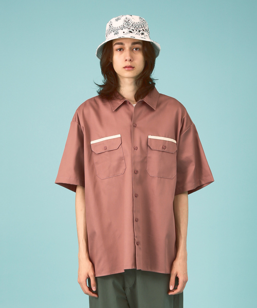 Dickies(ディッキーズ)の「【Dickies / ディッキーズ】SHORT SLEEVE WIDE WORK SHIRT/ショートスリーブ ワイドワークシャツ(シャツ/ブラウス・メンズ・ピンク/グリーン系その他/スミクロ/オレンジ・S/M/XL/L)」の6枚目の写真