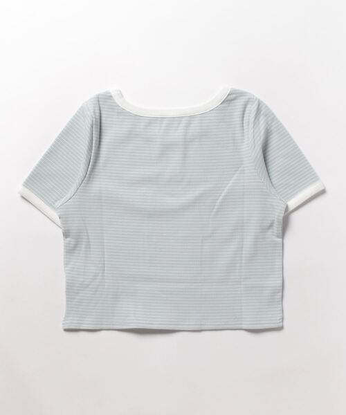 archives(アルシーヴ)の「刺繍テレコチビTee(Tシャツ/カットソー・レディース・オフホワイト/ホワイト×ブラック/ホワイト×ブルー/ブラック・MEDIUM)」の6枚目の写真