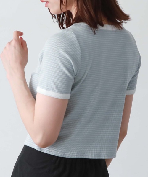 archives(アルシーヴ)の「刺繍テレコチビTee(Tシャツ/カットソー・レディース・オフホワイト/ホワイト×ブラック/ホワイト×ブルー/ブラック・MEDIUM)」の7枚目の写真