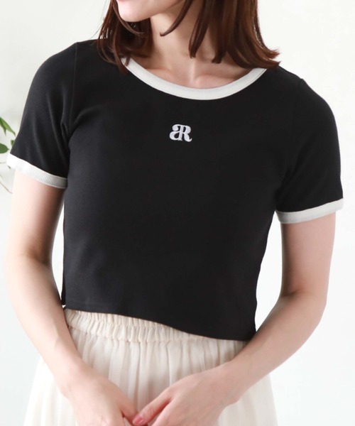 archives(アルシーヴ)の「刺繍テレコチビTee(Tシャツ/カットソー・レディース・オフホワイト/ホワイト×ブラック/ホワイト×ブルー/ブラック・MEDIUM)」の14枚目の写真