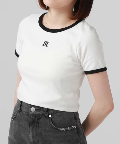 archives(アルシーヴ)の「刺繍テレコチビTee(Tシャツ/カットソー・レディース・オフホワイト/ホワイト×ブラック/ホワイト×ブルー/ブラック・MEDIUM)」の21枚目の写真