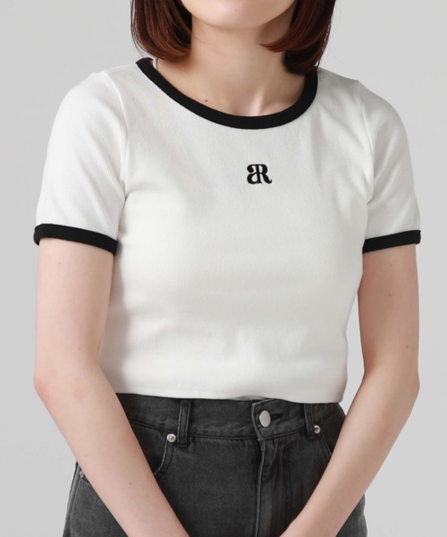 archives(アルシーヴ)の「刺繍テレコチビTee(Tシャツ/カットソー・レディース・オフホワイト/ホワイト×ブラック/ホワイト×ブルー/ブラック・MEDIUM)」の20枚目の写真