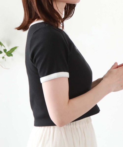 archives(アルシーヴ)の「刺繍テレコチビTee(Tシャツ/カットソー・レディース・オフホワイト/ホワイト×ブラック/ホワイト×ブルー/ブラック・MEDIUM)」の15枚目の写真