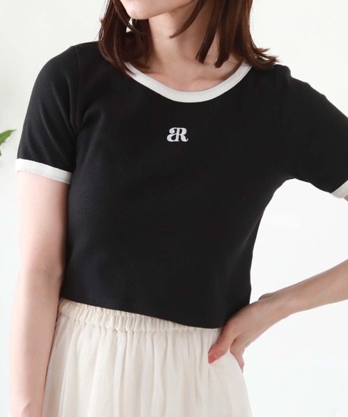archives(アルシーヴ)の「刺繍テレコチビTee(Tシャツ/カットソー・レディース・オフホワイト/ホワイト×ブラック/ホワイト×ブルー/ブラック・MEDIUM)」の16枚目の写真