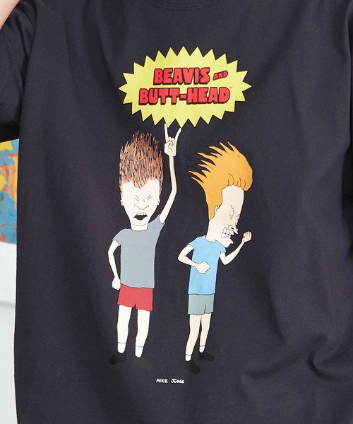 SILVER BULLET(シルバーバレット)の「『BEAVIS AND BUTT-HEAD/ビーバス・アンド・バットヘッド』フロントプリントTEE(Tシャツ/カットソー・メンズ・オフホワイト/スミクロ/ネイビー・L/M)」の4枚目の写真