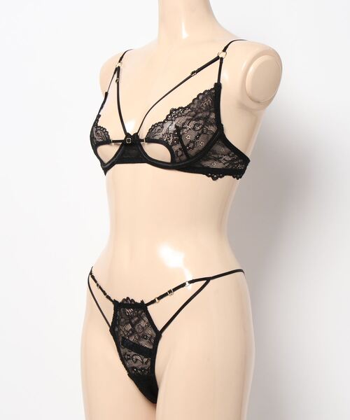 【新品、未使用】RAVIJOUR ブラック刺繍ブラジャー＆Tバックセット LOVISTY】【大きいサイズ】リュクスROSE刺繍ブラジャー&Tバック