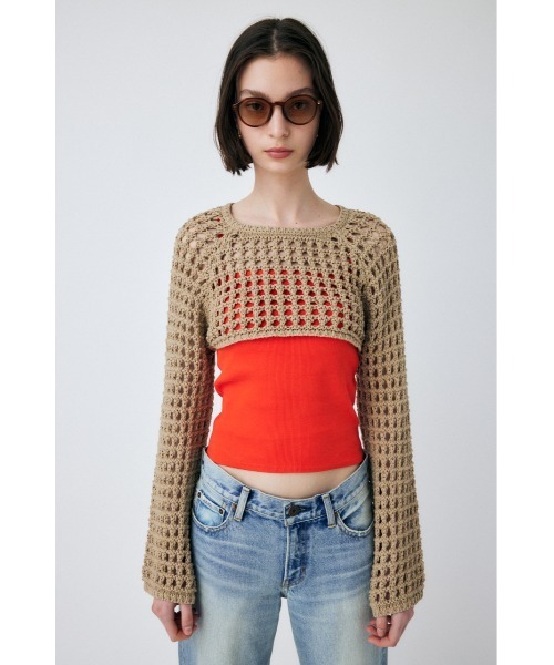 MOUSSY（マウジー）の「CROCHET BOLERO ニット（ニット/セーター・レディース・ブラック/グリーン/ライトベージュ・FREE）」の3枚目の写真