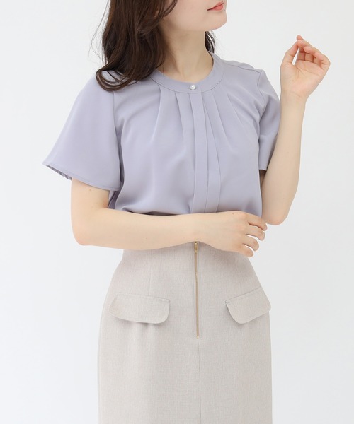 TRUDEA(トルディア)の「とろみバンドカラー2WAYブラウス(シャツ/ブラウス・レディース・ピンクベージュ/ベージュ/ライトグレー/ホワイト/ラベンダー・SMALL/MEDIUM/LARGE)」の5枚目の写真
