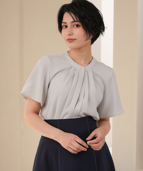 TRUDEA(トルディア)の「とろみバンドカラー2WAYブラウス(シャツ/ブラウス・レディース・ピンクベージュ/ベージュ/ライトグレー/ホワイト/ラベンダー・SMALL/MEDIUM/LARGE)」の3枚目の写真