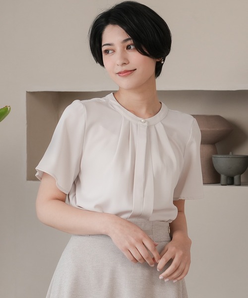 TRUDEA(トルディア)の「とろみバンドカラー2WAYブラウス(シャツ/ブラウス・レディース・ピンクベージュ/ベージュ/ライトグレー/ホワイト/ラベンダー・SMALL/MEDIUM/LARGE)」の6枚目の写真