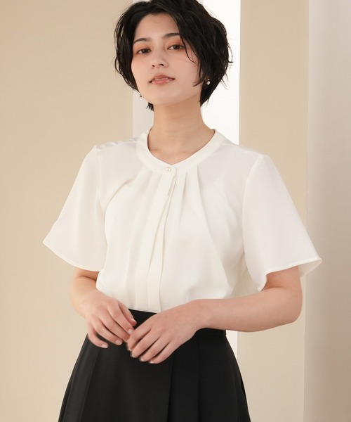 TRUDEA(トルディア)の「とろみバンドカラー2WAYブラウス(シャツ/ブラウス・レディース・ピンクベージュ/ベージュ/ライトグレー/ホワイト/ラベンダー・SMALL/MEDIUM/LARGE)」の18枚目の写真