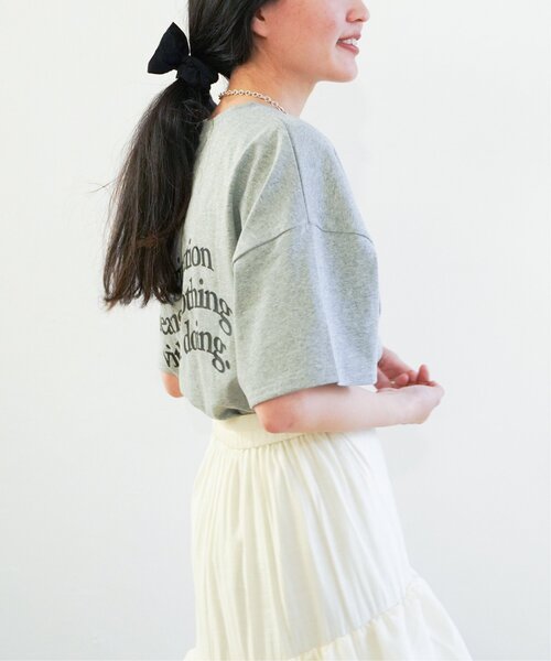 VENCEEXCHANGE（ヴァンスエクスチェンジ）の「ニュアンスプリントビッグTシャツ（Tシャツ/カットソー・レディース・グレー/パープル/ブラック/オフホワイト/ブルー・M）」の7枚目の写真