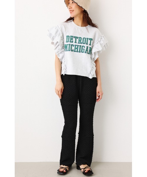 RODEO CROWNS WIDE BOWL（ロデオクラウンズワイドボウル）の「フリルスリーブSWトップス（Tシャツ/カットソー・レディース・ブラウン/グレー×ホワイト/レッド・FREE）」の11枚目の写真