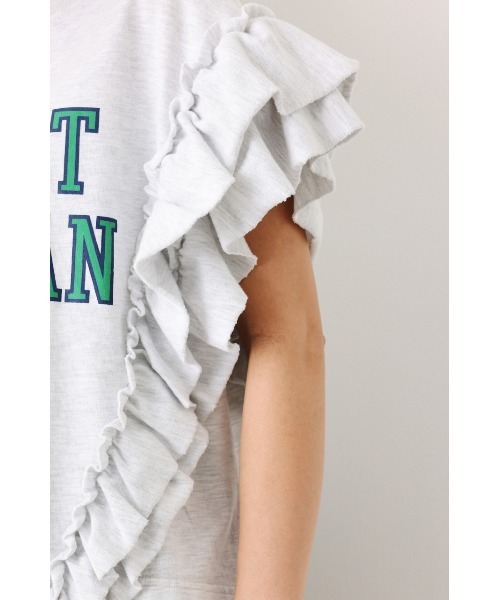 RODEO CROWNS WIDE BOWL（ロデオクラウンズワイドボウル）の「フリルスリーブSWトップス（Tシャツ/カットソー・レディース・ブラウン/グレー×ホワイト/レッド・FREE）」の14枚目の写真