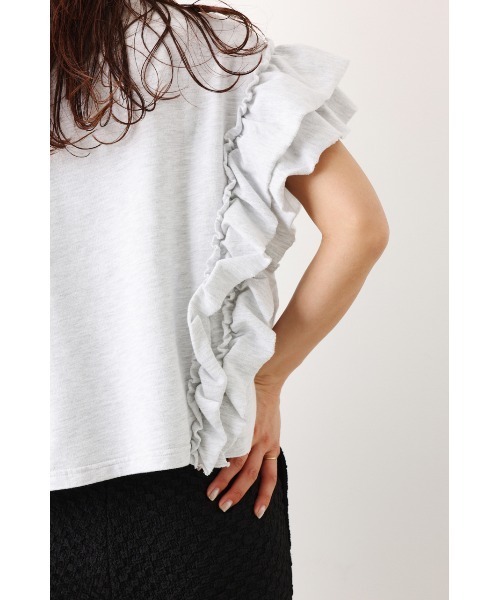 RODEO CROWNS WIDE BOWL（ロデオクラウンズワイドボウル）の「フリルスリーブSWトップス（Tシャツ/カットソー・レディース・ブラウン/グレー×ホワイト/レッド・FREE）」の15枚目の写真