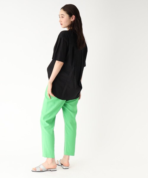 セットアップ対応フレンチリネン混バンドカラーシャツ【洗濯機洗い可】