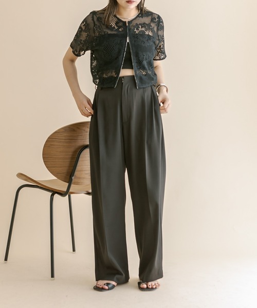 mline（エムライン）の「[mline]WZIPレーストップス（カーディガン/ボレロ・レディース・ブラック/アイボリー/オレンジ・FREE）」の6枚目の写真