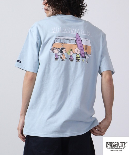 PEANUTS（ピーナッツ）の「PEANUTS ｽﾇｰﾋﾟｰ/ﾌｫﾙｸｽﾜｰｹﾞﾝ ﾀﾞﾌﾞﾙﾈｰﾑｺﾗﾎﾞ 親子お揃いで着れる半袖Tシャツ（Tシャツ/カットソー・レディース・ホワイト系/ホワイト系1/ホワイト系2/ネイビー系/ブルー系/ピンク系/ホワイト/ブルー/ピンク/ネイビー・M/L/LL）」の9枚目の写真