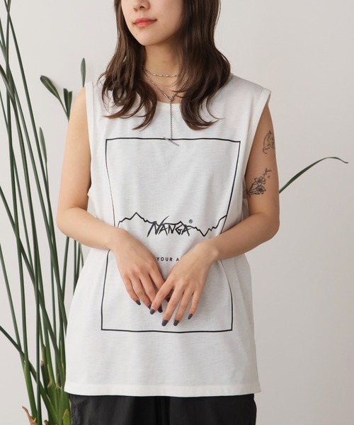 NANGA(ナンガ)の「NANGA/ナンガ DRY MIX FRAME LOGO T/T タンクトップ ノースリーブ(タンクトップ・メンズ・ホワイト/ブラック/ターコイズブルー・M/XL/L)」の5枚目の写真