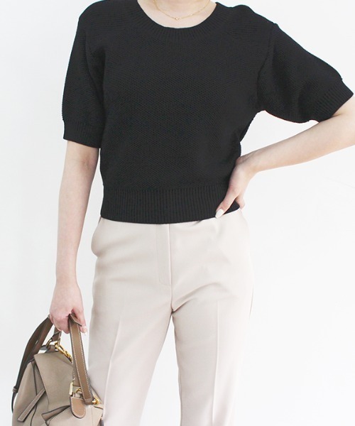 MODE ROBE（モードローブ）の「バックオープンデザインニット（Tシャツ/カットソー・レディース・ホワイト/ブラック/ベージュ・FREE）」の3枚目の写真