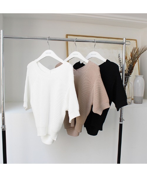 MODE ROBE（モードローブ）の「バックオープンデザインニット（Tシャツ/カットソー・レディース・ホワイト/ブラック/ベージュ・FREE）」の12枚目の写真