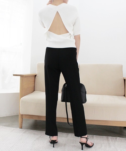 MODE ROBE（モードローブ）の「バックオープンデザインニット（Tシャツ/カットソー・レディース・ホワイト/ブラック/ベージュ・FREE）」の5枚目の写真