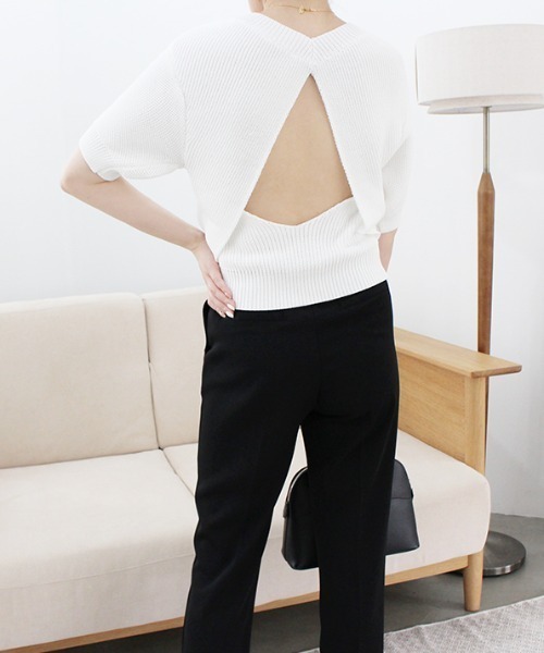 MODE ROBE（モードローブ）の「バックオープンデザインニット（Tシャツ/カットソー・レディース・ホワイト/ブラック/ベージュ・FREE）」の22枚目の写真