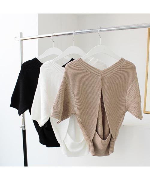 MODE ROBE（モードローブ）の「バックオープンデザインニット（Tシャツ/カットソー・レディース・ホワイト/ブラック/ベージュ・FREE）」の19枚目の写真