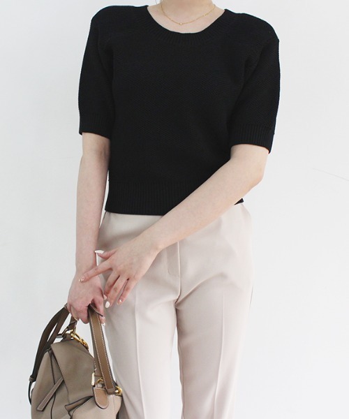 MODE ROBE（モードローブ）の「バックオープンデザインニット（Tシャツ/カットソー・レディース・ホワイト/ブラック/ベージュ・FREE）」の13枚目の写真