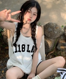 meJane | A118LAVE88ロゴ刺繍 BIGシルエットトップス(タンクトップ)