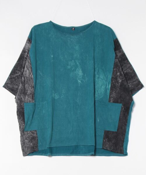 チャイハネ(チャイハネ)の「【チャイハネ】パチドアシッドウォッシュ変形MEN'Sトップス(Tシャツ/カットソー・メンズ・マスタード/ブラック/ブルー・FREE)」の1枚目の写真