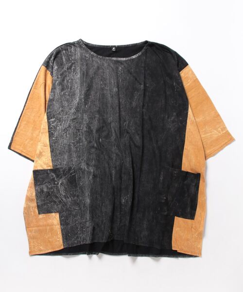 チャイハネ(チャイハネ)の「【チャイハネ】パチドアシッドウォッシュ変形MEN'Sトップス(Tシャツ/カットソー・メンズ・マスタード/ブラック/ブルー・FREE)」の2枚目の写真