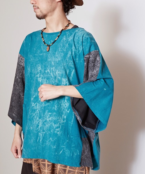 チャイハネ(チャイハネ)の「【チャイハネ】パチドアシッドウォッシュ変形MEN'Sトップス(Tシャツ/カットソー・メンズ・マスタード/ブラック/ブルー・FREE)」の8枚目の写真