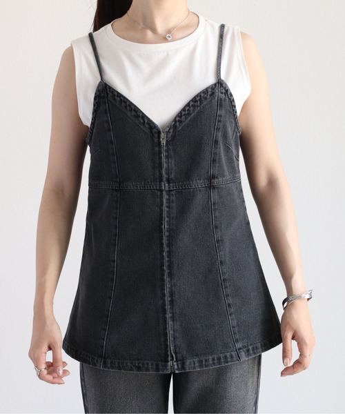 cepo(セポ)の「2WAYデニムキャミビスチェ セットアップ可能(ベスト・レディース・ブラック/ブルー系1・M)」の17枚目の写真