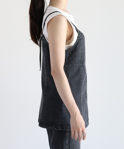 cepo(セポ)の「2WAYデニムキャミビスチェ セットアップ可能(ベスト・レディース・ブラック/ブルー系1・M)」の13枚目の写真