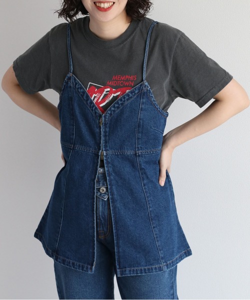 cepo(セポ)の「2WAYデニムキャミビスチェ セットアップ可能(ベスト・レディース・ブラック/ブルー系1・M)」の10枚目の写真
