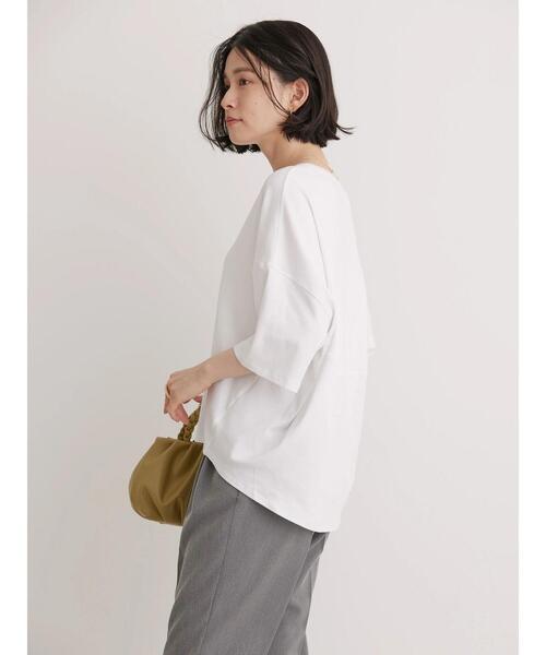 AMERICAN HOLIC（アメリカンホリック）の「UVカット　コクーン半袖カットプルオーバー（Tシャツ/カットソー・レディース・オフホワイト/ブラック/グレイッシュベージュ・M/L）」の5枚目の写真