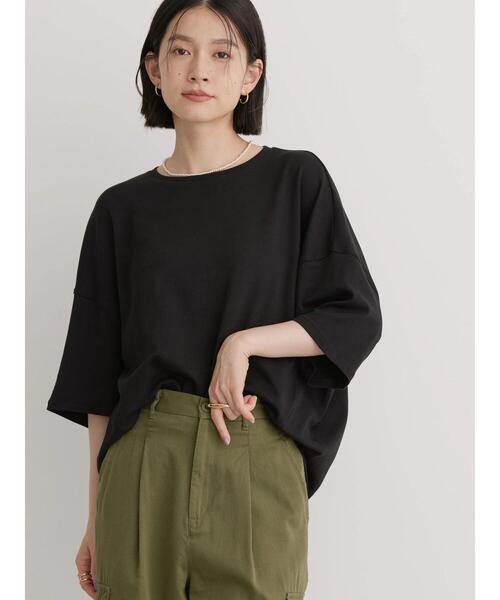 AMERICAN HOLIC（アメリカンホリック）の「UVカット　コクーン半袖カットプルオーバー（Tシャツ/カットソー・レディース・オフホワイト/ブラック/グレイッシュベージュ・M/L）」の10枚目の写真