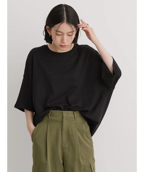 AMERICAN HOLIC（アメリカンホリック）の「UVカット　コクーン半袖カットプルオーバー（Tシャツ/カットソー・レディース・オフホワイト/ブラック/グレイッシュベージュ・M/L）」の11枚目の写真