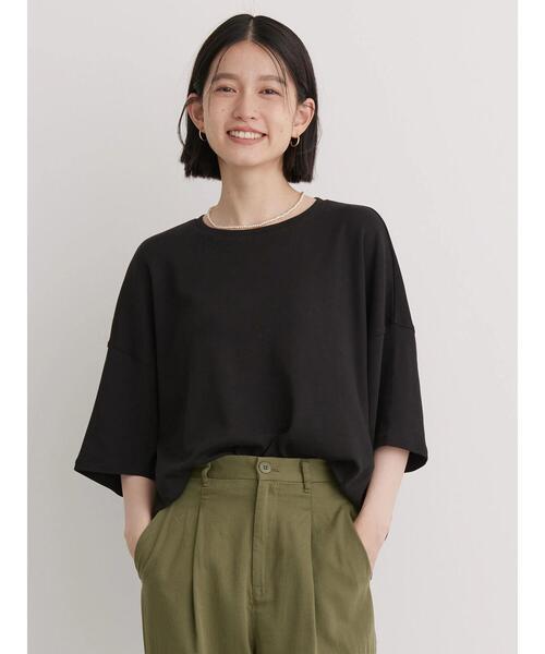 AMERICAN HOLIC（アメリカンホリック）の「UVカット　コクーン半袖カットプルオーバー（Tシャツ/カットソー・レディース・オフホワイト/ブラック/グレイッシュベージュ・M/L）」の12枚目の写真