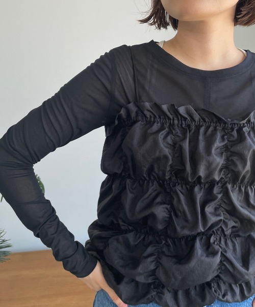 LOWRYS FARM（ローリーズファーム）の「シアーアソートロングスリーブ　973481（その他トップス・レディース・パープル/その他1/オレンジ/ブラック/アイボリー・FREE）」の2枚目の写真