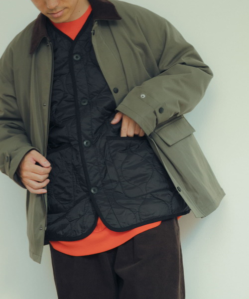 ITEMS URBANRESEARCH（アイテムズ アーバンリサーチ）の「瓢箪キルト 機能中綿 ライナージャケット（ダウンジャケット/コート・メンズ・カーキ/ブラック・MEDIUM/LARGE）」の12枚目の写真