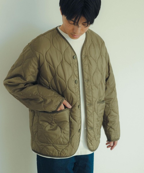ITEMS URBANRESEARCH（アイテムズ アーバンリサーチ）の「瓢箪キルト 機能中綿 ライナージャケット（ダウンジャケット/コート・メンズ・カーキ/ブラック・MEDIUM/LARGE）」の17枚目の写真
