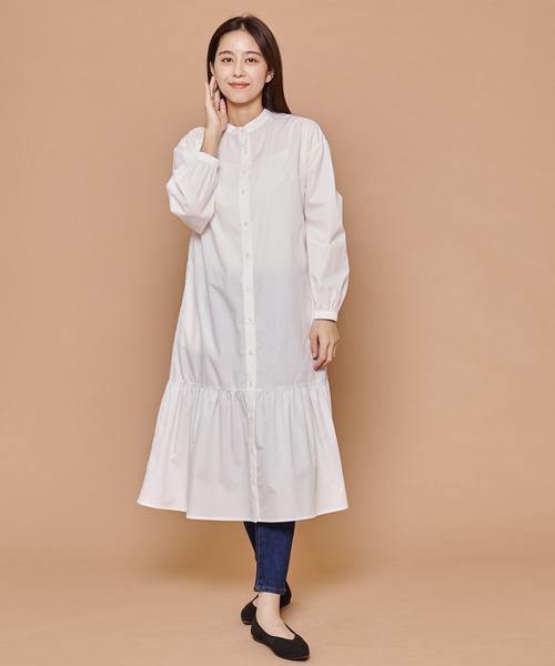 Arnold Palmer（アーノルドパーマー）の「クロップド ニット × シャツ ワンピース レイヤード セット（ワンピース・レディース・ダークグレー/ネイビー/ブラック・L/S/M）」の16枚目の写真