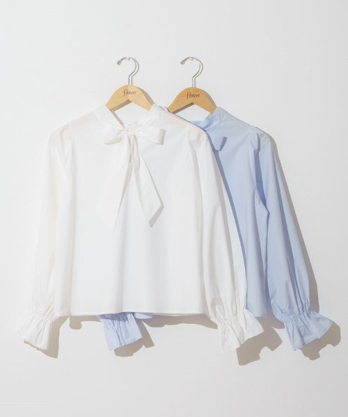 flower(フラワー)の「クラシックリボンブラウス(シャツ/ブラウス・レディース・ホワイト/ブルー・FREE)」の3枚目の写真